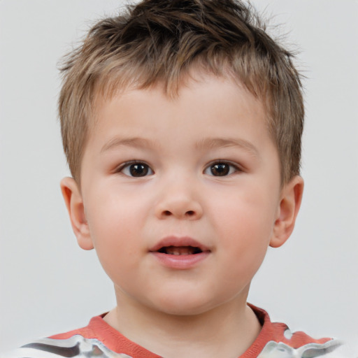 Neutral white child male with short  brown hair and brown eyes