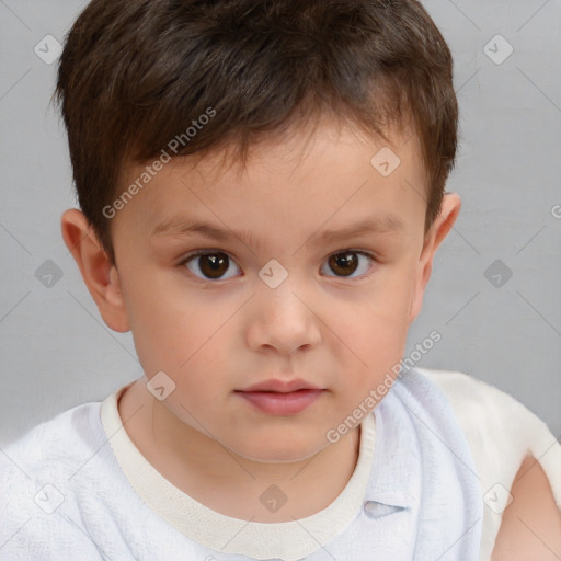 Neutral white child male with short  brown hair and brown eyes