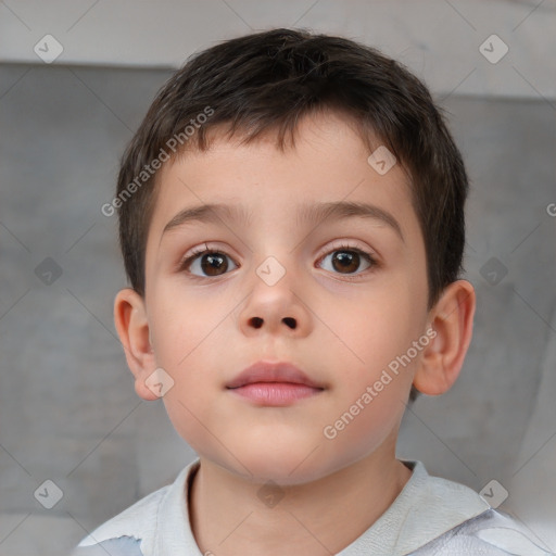 Neutral white child male with short  brown hair and brown eyes