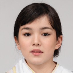 Neutral white child female with medium  brown hair and brown eyes