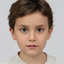 Neutral white child female with short  brown hair and brown eyes