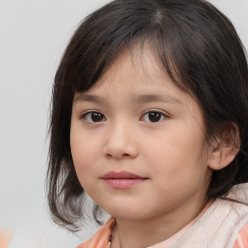 Neutral white child female with medium  brown hair and brown eyes