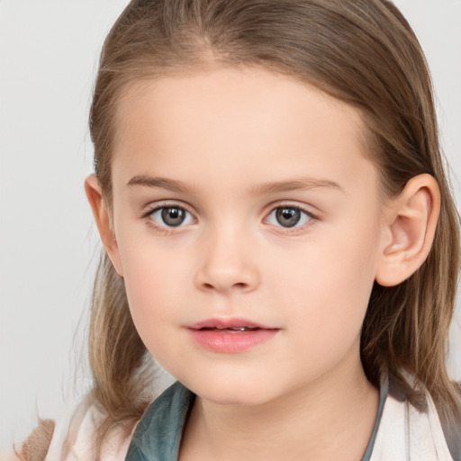 Neutral white child female with medium  brown hair and brown eyes