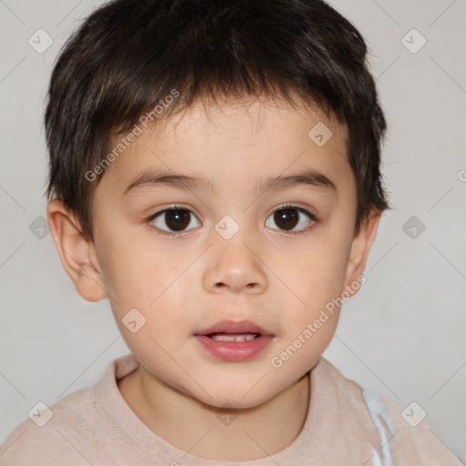 Neutral white child male with short  brown hair and brown eyes