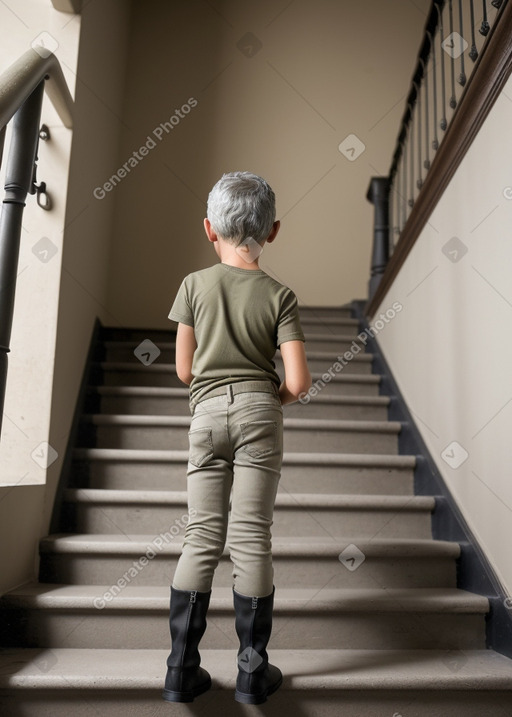 Child boy with  gray hair