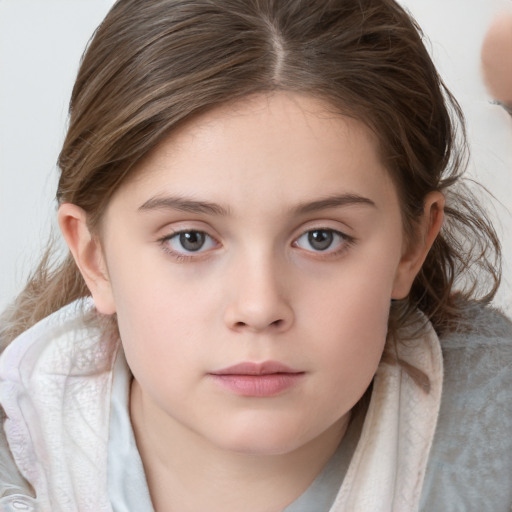 Neutral white child female with medium  brown hair and brown eyes