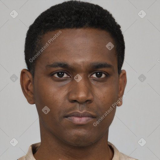 Neutral black young-adult male with short  brown hair and brown eyes