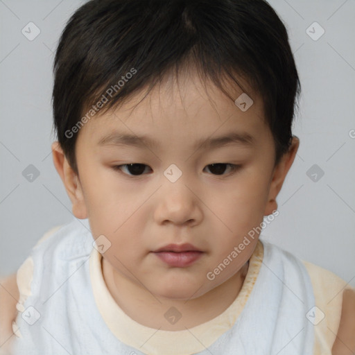 Neutral white child female with short  brown hair and brown eyes