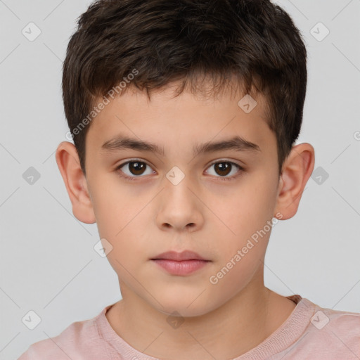 Neutral white child male with short  brown hair and brown eyes