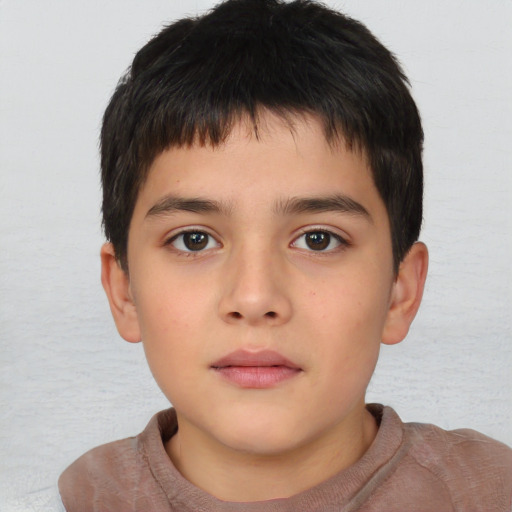 Neutral white child male with short  brown hair and brown eyes
