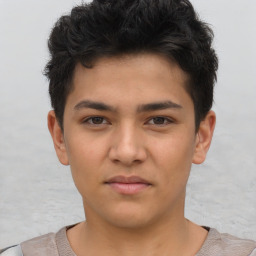 Neutral asian young-adult male with short  brown hair and brown eyes