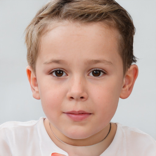 Neutral white child female with short  brown hair and brown eyes