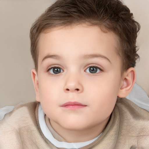 Neutral white child female with short  brown hair and brown eyes