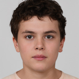 Neutral white child male with short  brown hair and brown eyes