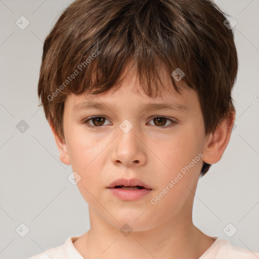 Neutral white child male with short  brown hair and brown eyes