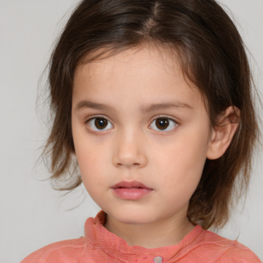 Neutral white child female with medium  brown hair and brown eyes