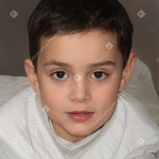 Neutral white child female with short  brown hair and brown eyes