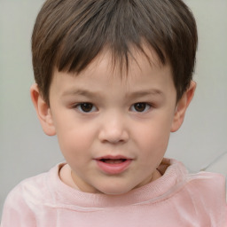 Neutral white child female with short  brown hair and brown eyes