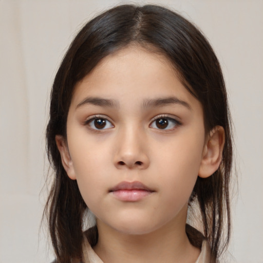 Neutral white child female with medium  brown hair and brown eyes