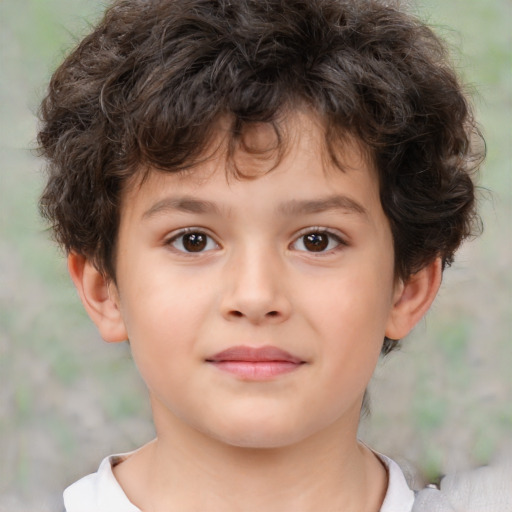 Neutral white child male with short  brown hair and brown eyes