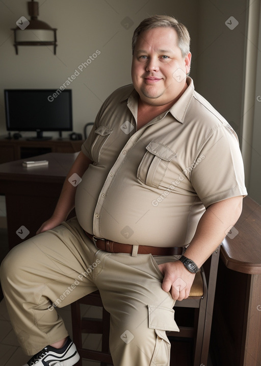 Caucasian middle-aged male with  brown hair