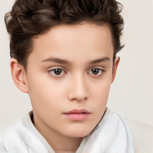 Neutral white child male with short  brown hair and brown eyes