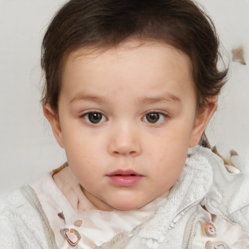 Neutral white child female with medium  brown hair and brown eyes