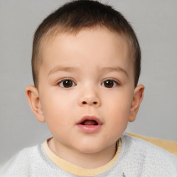 Neutral white child male with short  brown hair and brown eyes