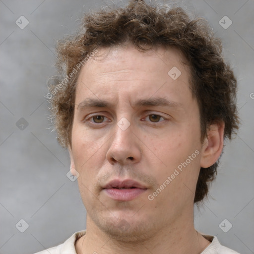 Neutral white adult male with short  brown hair and brown eyes