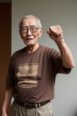 Mongolian elderly male with  brown hair