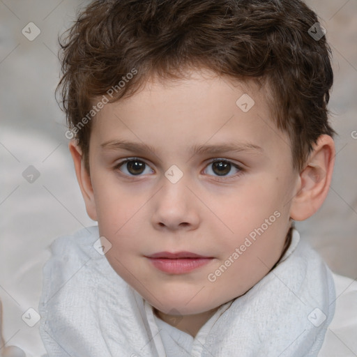 Neutral white child male with short  brown hair and brown eyes