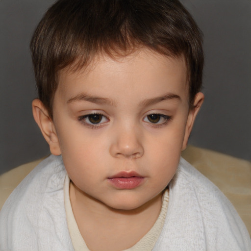 Neutral white child male with short  brown hair and brown eyes