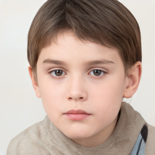 Neutral white child male with short  brown hair and brown eyes