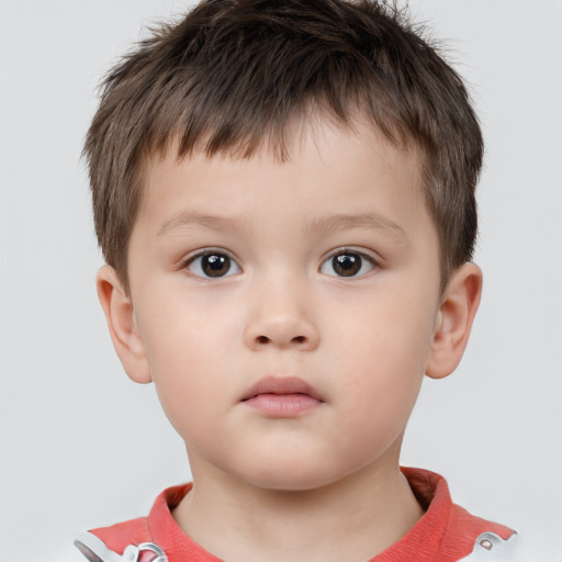 Neutral white child male with short  brown hair and brown eyes