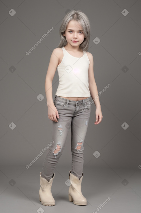 Serbian child girl with  gray hair