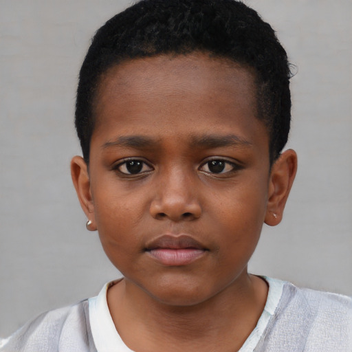 Neutral black child male with short  brown hair and brown eyes