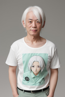 Japanese 45 years non-binary with  white hair