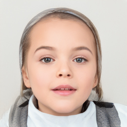 Neutral white child female with medium  brown hair and brown eyes