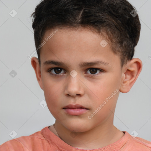 Neutral white child male with short  brown hair and brown eyes