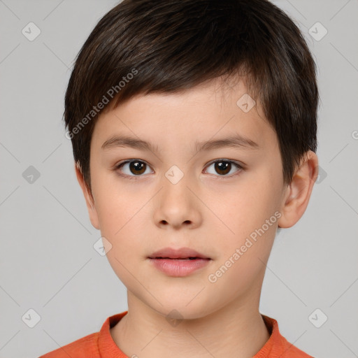 Neutral white child male with short  brown hair and brown eyes