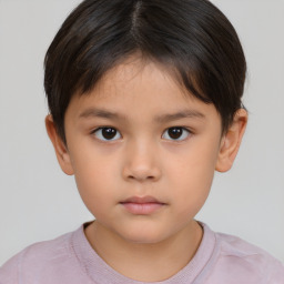 Neutral white child female with short  brown hair and brown eyes