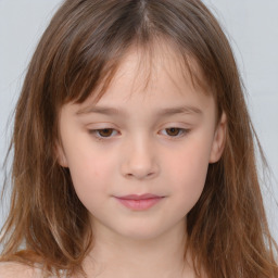 Neutral white child female with medium  brown hair and brown eyes