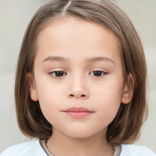 Neutral white child female with medium  brown hair and brown eyes