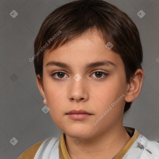 Neutral white child female with short  brown hair and brown eyes