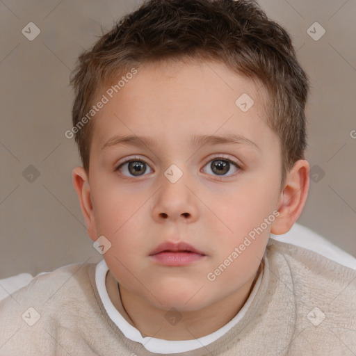 Neutral white child male with short  brown hair and brown eyes