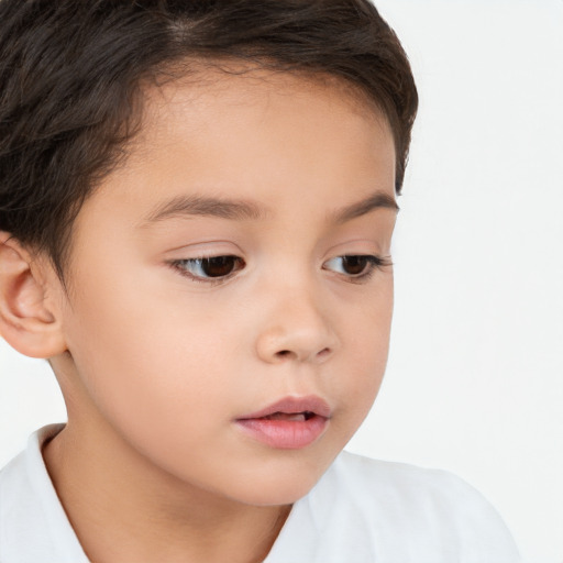 Neutral white child female with short  brown hair and brown eyes