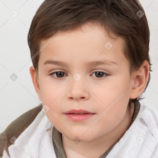 Neutral white child female with short  brown hair and brown eyes