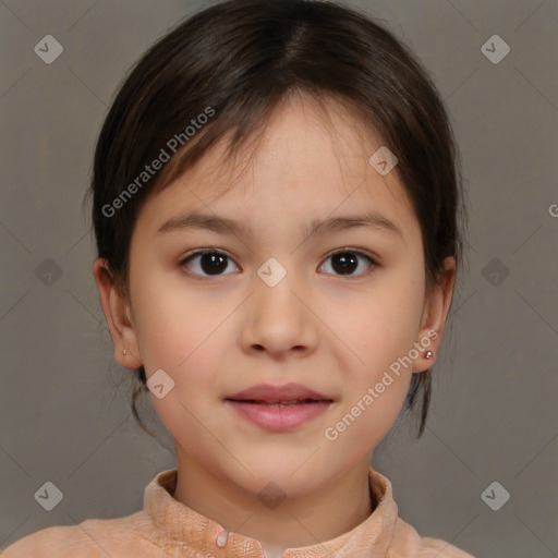 Neutral white child female with medium  brown hair and brown eyes