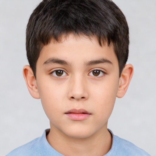 Neutral white child male with short  brown hair and brown eyes