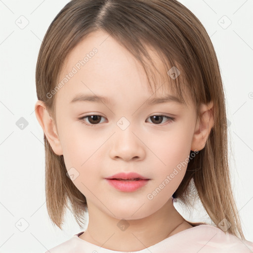 Neutral white child female with medium  brown hair and brown eyes